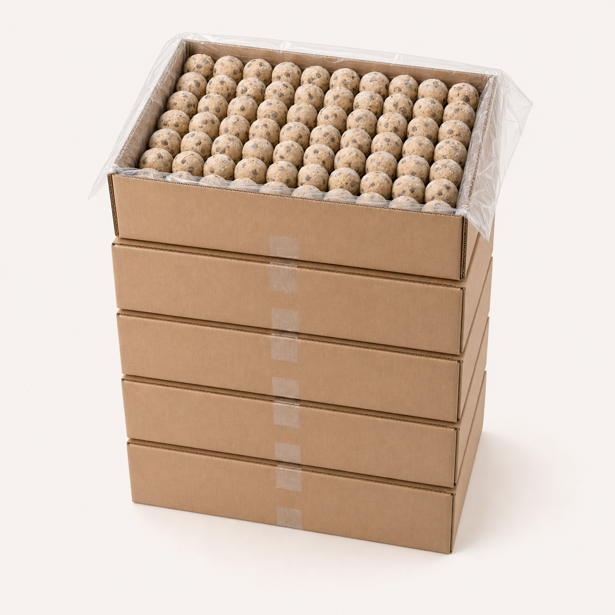 500 per flavour (85-90g raw frozen dough balls)