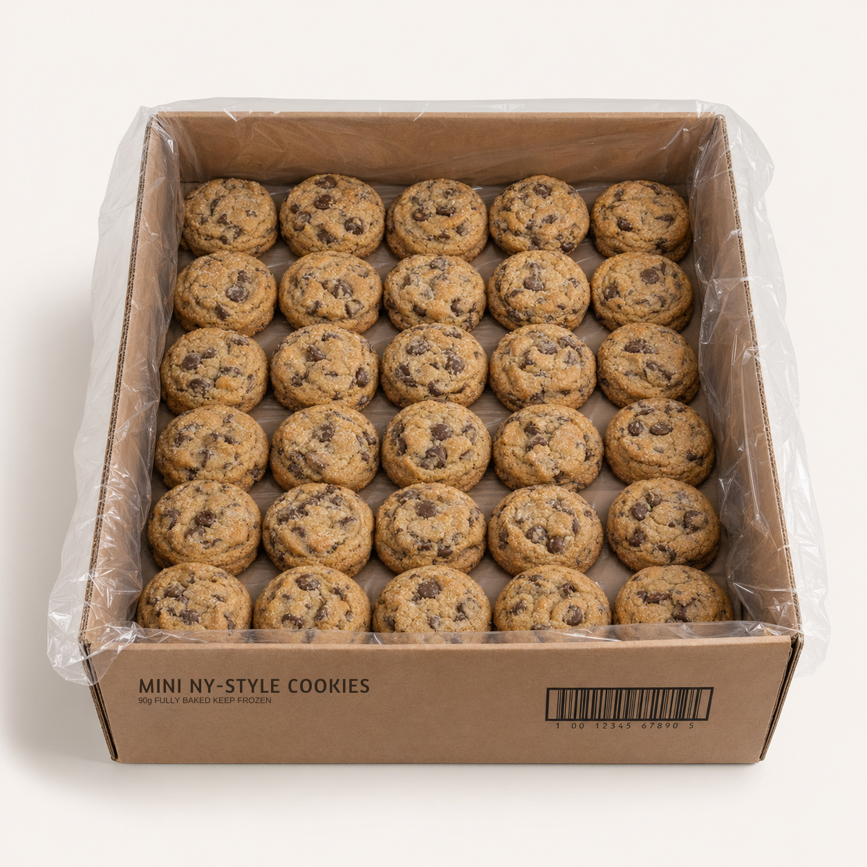50 per flavour (85-90g baked and frozen cookies)